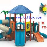 Kids outdoor playground  plastic slide funny playground slide combination